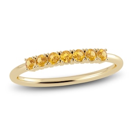 Juliette Maison Natural Citrine Half Eternity Ring 10K Yellow Gold