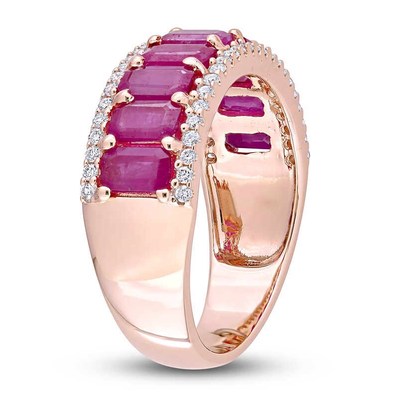 Main Image 2 of Natural Ruby Anniversary Ring 1/3 ct tw Round 14K Rose Gold