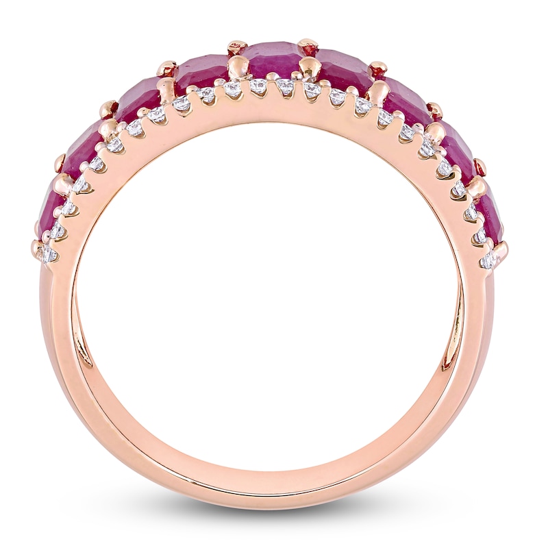 Main Image 3 of Natural Ruby Anniversary Ring 1/3 ct tw Round 14K Rose Gold