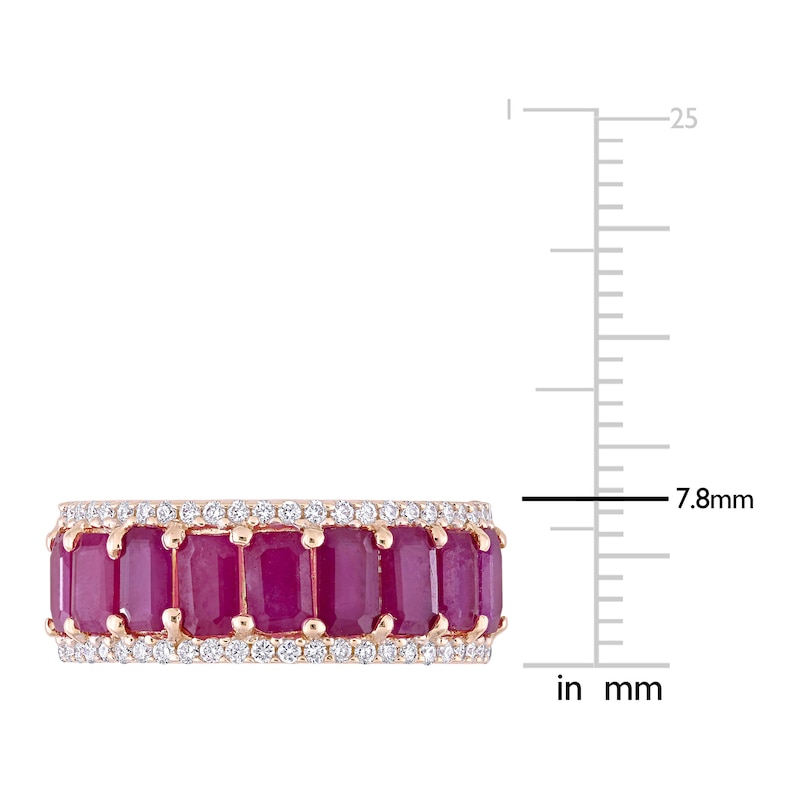 Main Image 4 of Natural Ruby Anniversary Ring 1/3 ct tw Round 14K Rose Gold