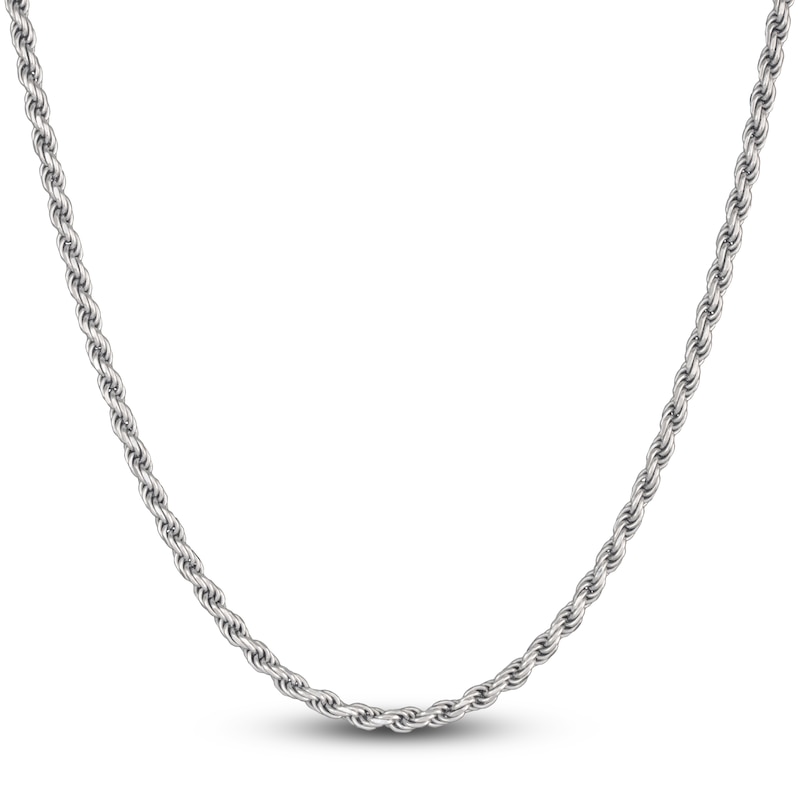 Main Image 1 of Solid Rope Chain Necklace Sterling Silver 22" 4mm