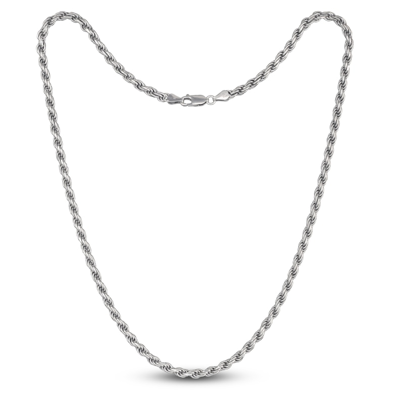 Main Image 2 of Solid Rope Chain Necklace Sterling Silver 22" 4mm