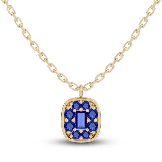 Juliette Maison Natural Blue Sapphire Pendant Necklace 10K Yellow Gold 18"