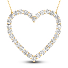 Lab-Grown Diamond Heart Necklace 3 ct tw Round 14K Yellow Gold