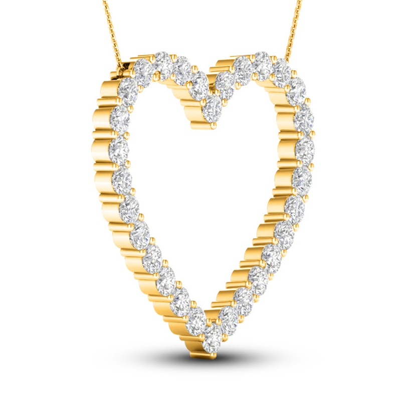 Main Image 2 of Lab-Grown Diamond Heart Necklace 3 ct tw Round 14K Yellow Gold