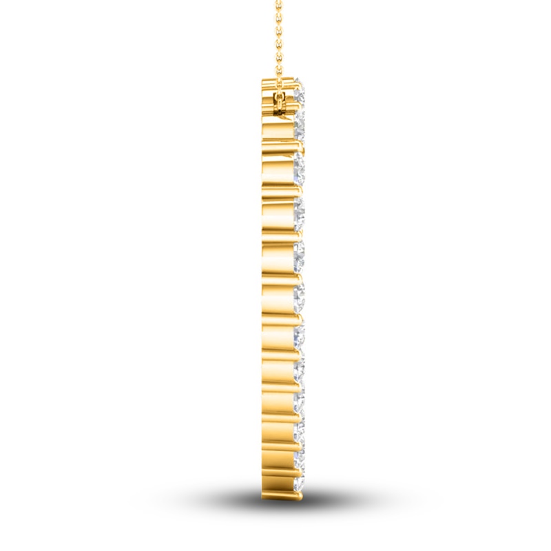 Main Image 3 of Lab-Grown Diamond Heart Necklace 3 ct tw Round 14K Yellow Gold