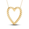 Thumbnail Image 4 of Lab-Grown Diamond Heart Necklace 3 ct tw Round 14K Yellow Gold