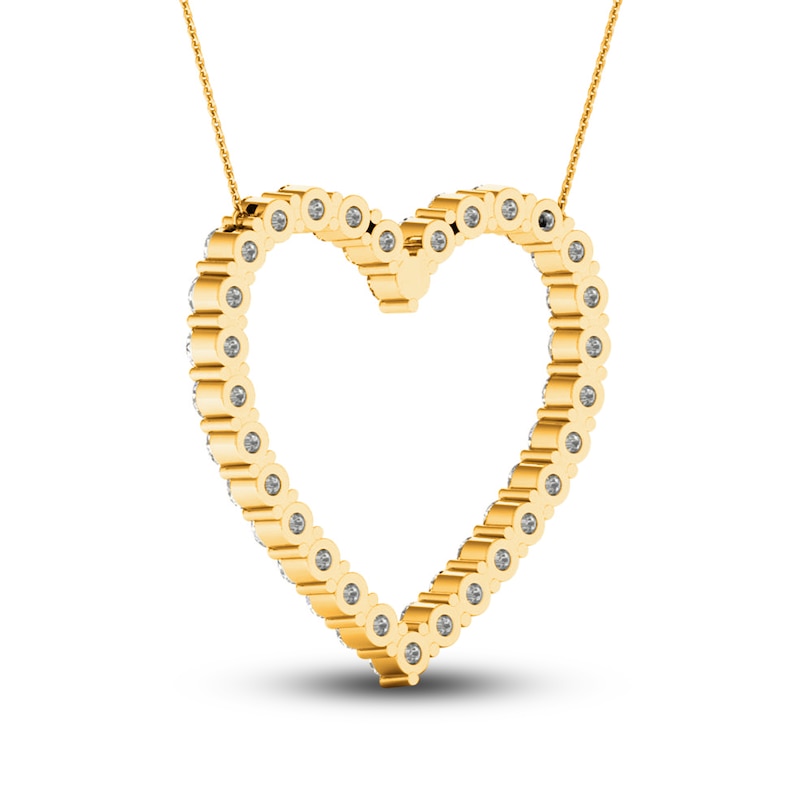 Main Image 4 of Lab-Grown Diamond Heart Necklace 3 ct tw Round 14K Yellow Gold