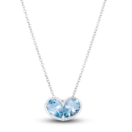 Le Vian Natural Aquamarine Heart Pendant Necklace 14K Vanilla Gold 18"