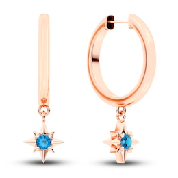 Juliette Maison Natural Blue Zircon Starburst Drop Earrings 10K Rose Gold