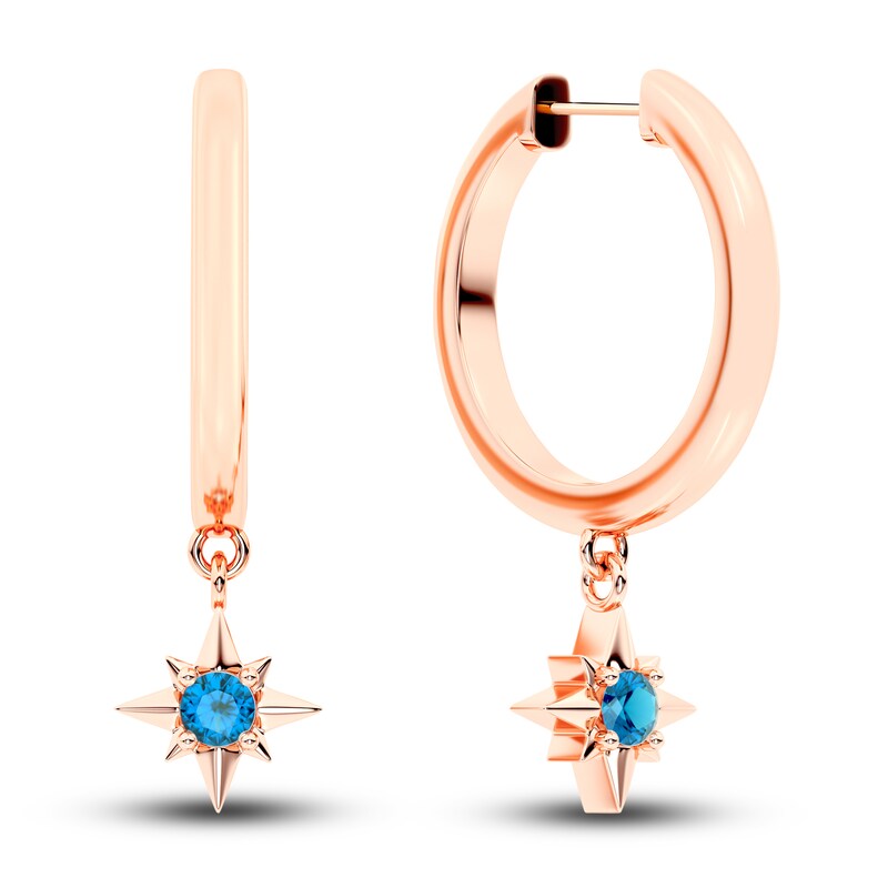 Main Image 1 of Juliette Maison Natural Blue Zircon Starburst Drop Earrings 10K Rose Gold