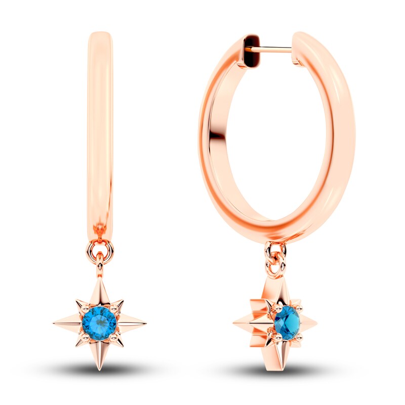 Juliette Maison Natural Blue Zircon Starburst Drop Earrings 10K Rose Gold