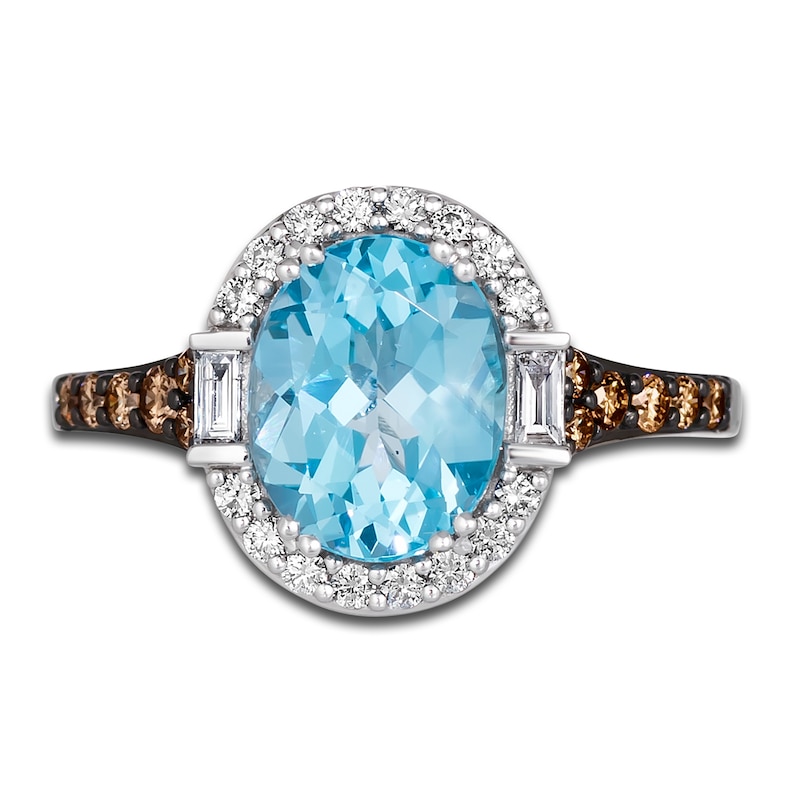 Main Image 2 of Le Vian Natural Blue Topaz Pendant Ring 1/2 ct tw Diamonds 14K Vanilla Gold