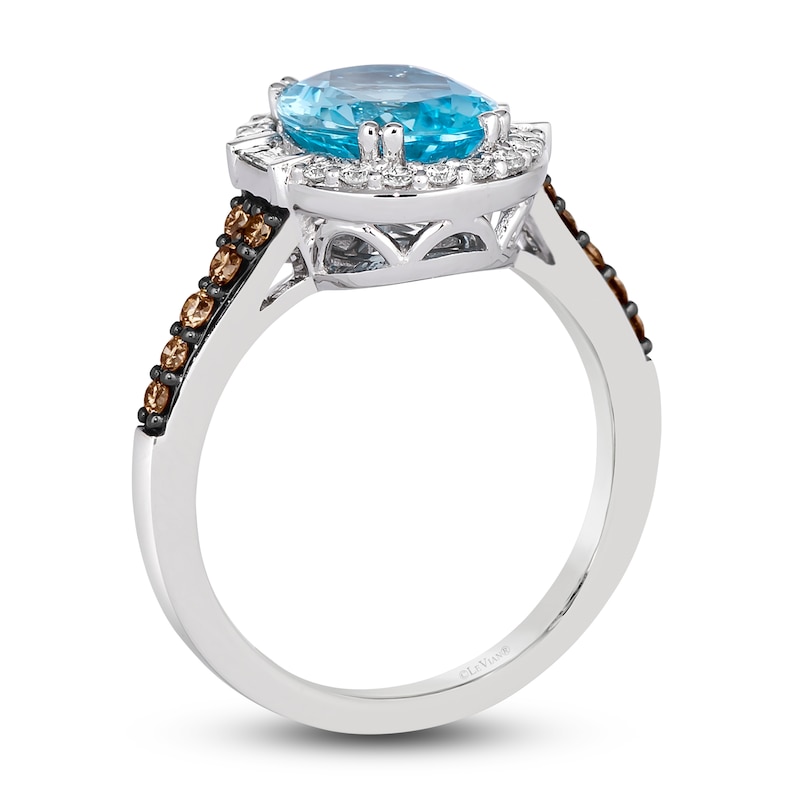 Main Image 3 of Le Vian Natural Blue Topaz Pendant Ring 1/2 ct tw Diamonds 14K Vanilla Gold