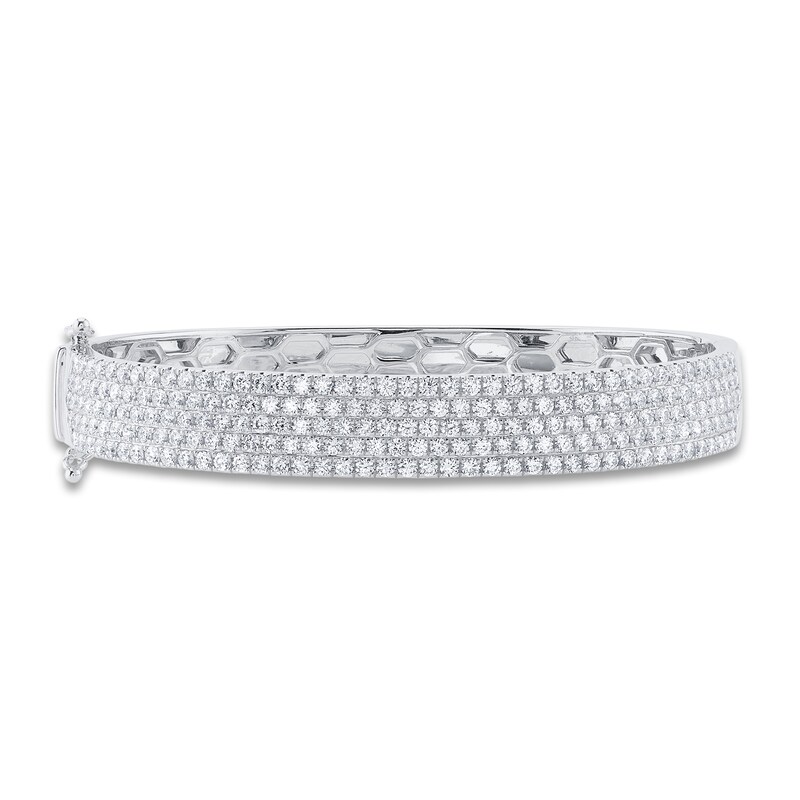 Shy Creation Diamond Pave Bangle Bracelet 3-5/8 ct tw Round 14K White Gold SC55010777V3ZS