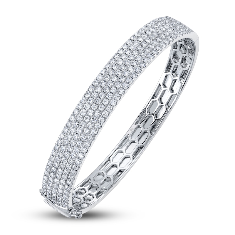 Shy Creation Diamond Pave Bangle Bracelet 3-5/8 ct tw Round 14K White Gold SC55010777V3ZS