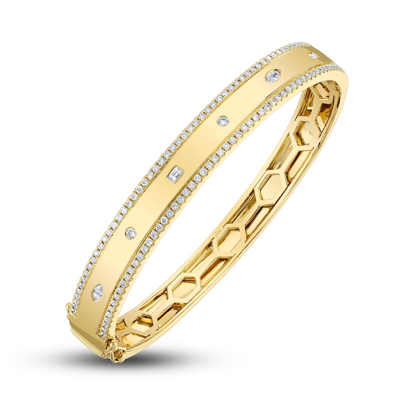 Main Image 2 of Shy Creation Diamond Bangle Bracelet 1 ct tw Round/Baguette/ Marquise 14K Yellow Gold SC55023851ZS