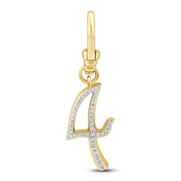 Charm'd by Lulu Frost Diamond Number 4 Charm 1/10 ct tw Pavé Round 10K Yellow Gold