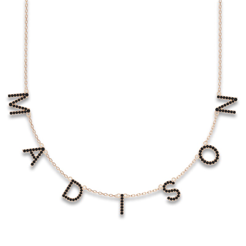 Main Image 1 of Juliette Maison Black Diamond Station Name Necklace 2 ct tw Round 10K Rose Gold