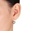 Natural Garnet Heart Dangle Earrings 10K Yellow Gold