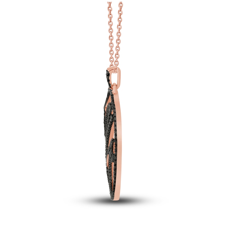 Pnina Tornai Black Diamond Pendant Necklace 1-1/10 ct tw Round 14K Rose Gold 18"