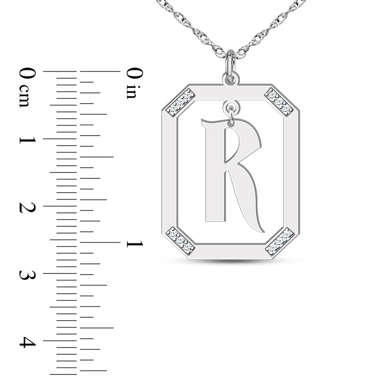 Main Image 2 of Diamond Engravable Pendant Necklace 1/8 ct tw Round Yellow-Gold-Plated Sterling Silver
