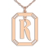 Thumbnail Image 1 of Diamond Initial Pendant Necklace 1/8 ct tw Round 14K Rose Gold 18"