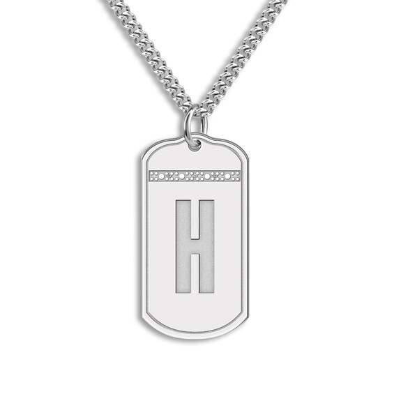 Jared The Galleria Of Jewelry Mens Personalized Initial Pendant Necklace Diamond Accents Sterling Silver 20