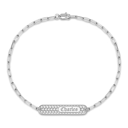Engravable Station Bracelet Sterling Silver 7.5" 32mm