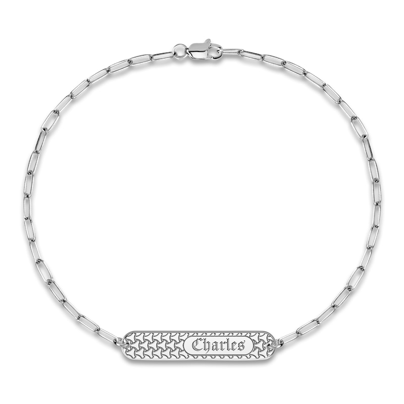 Main Image 1 of Engravable Station Bracelet Sterling Silver 7.5" 32mm