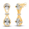 Thumbnail Image 1 of Kallati Oval-Cut Natural Green Quartz Drop Earrings 1/4 ct tw Round Diamonds 14K Yellow Gold
