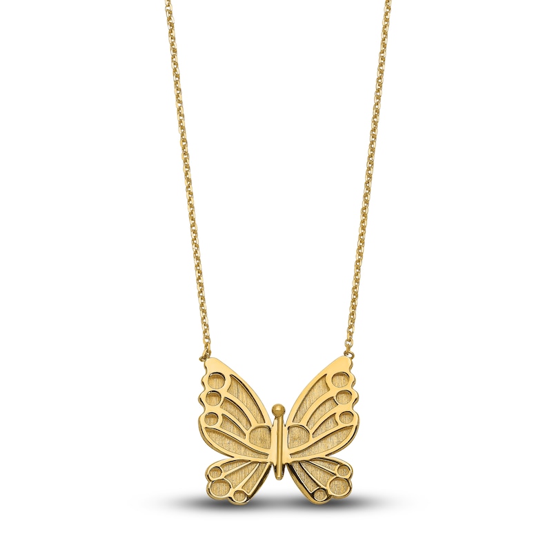 Main Image 1 of High-Polish Butterfly Necklace 14K Yellow Gold 17"