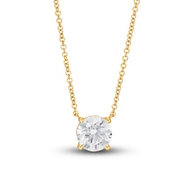 Lab-Grown Diamond Solitaire Necklace 1-1/2 ct tw Round 14K Yellow Gold 19" (SI2/F)