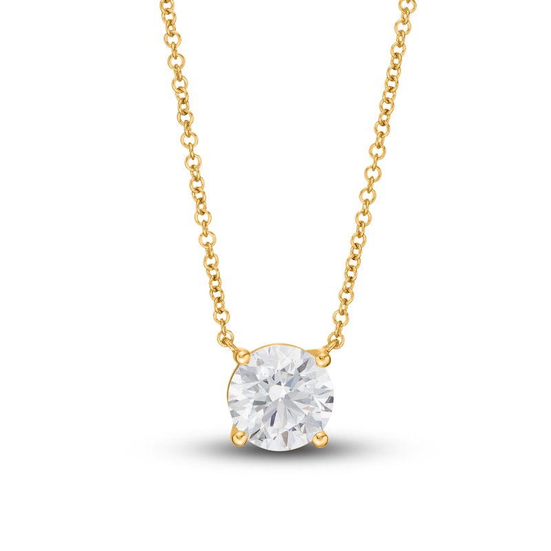 Lab-Created Diamond Solitaire Necklace 1-1/2 ct tw Round 14K Yellow Gold 19" (SI2/F)