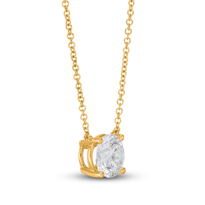 Lab-Created Diamond Solitaire Necklace 1-1/2 ct tw Round 14K Yellow Gold 19" (SI2/F)