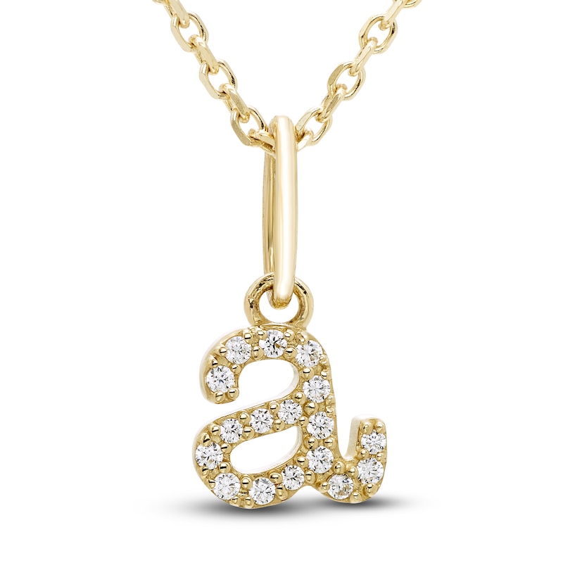 Diamond Initial A Pendant Necklace 1/20 ct tw Round 10K Yellow Gold 18 ...