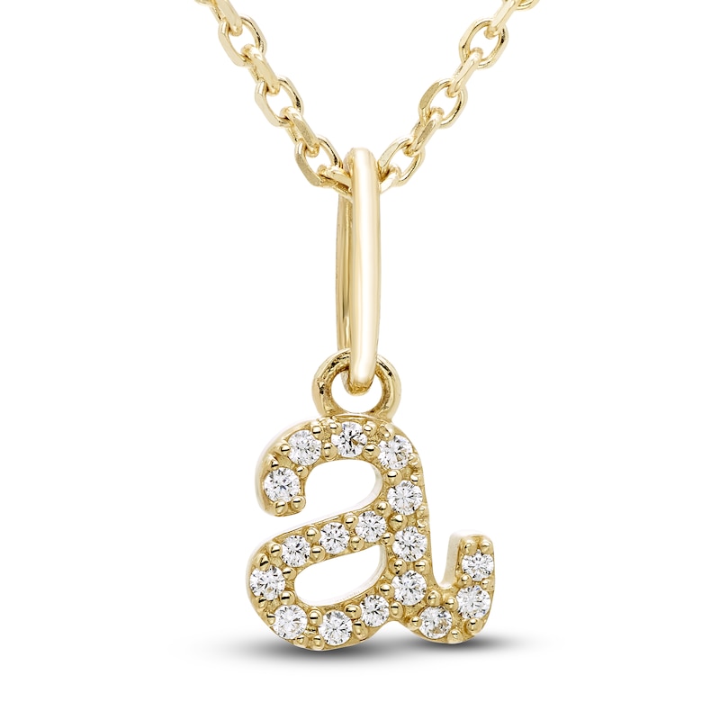 Main Image 1 of Diamond Initial A Pendant Necklace 1/20 ct tw Round 10K Yellow Gold 18"