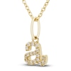 Thumbnail Image 2 of Diamond Initial A Pendant Necklace 1/20 ct tw Round 10K Yellow Gold 18"