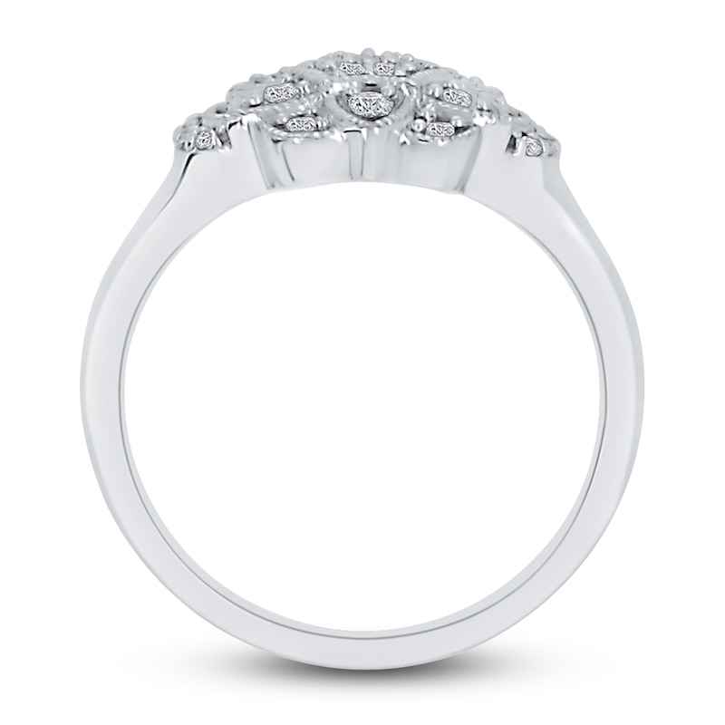 Main Image 2 of Diamond Milgrain Floral Ring 1/5 ct tw Round 14K White Gold