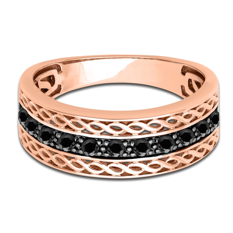 Main Image 3 of Men's Natural Black Sapphire Wedding Band 14K Rose Gold 8.0mm