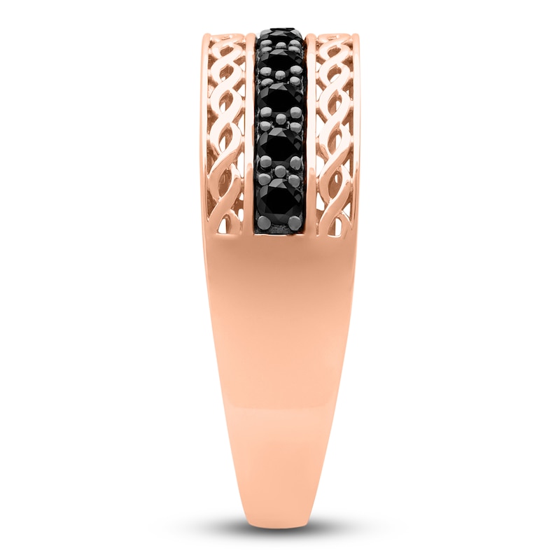 Main Image 5 of Men's Natural Black Sapphire Wedding Band 14K Rose Gold 8.0mm