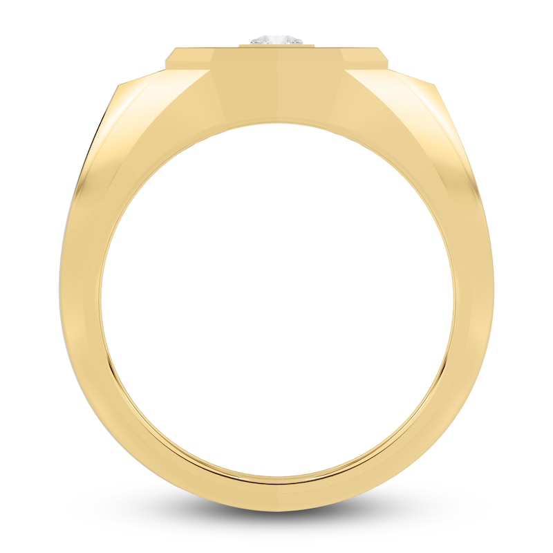 Main Image 4 of Men's Natural Onyx Ring 1/6 ct tw Diamonds 14K Yellow Gold