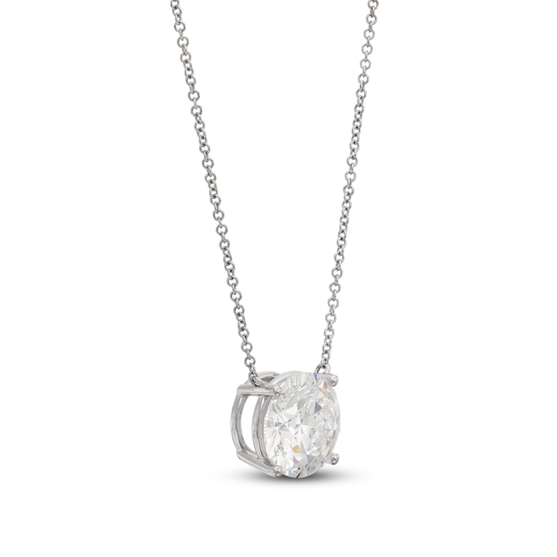 Main Image 2 of Lab-Grown Diamond Solitaire Necklace 5 ct tw Round 14K White Gold 19" (SI2/F)