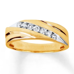 Men's Diamond Anniversary Ring 1/4 ct tw Round 14K Yellow Gold