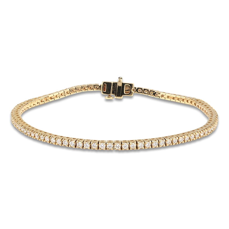 Main Image 1 of Lab-Grown Diamond Tennis Bracelet 1-1/2 ct tw Round 14K Yellow Gold
