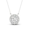 Thumbnail Image 1 of Lab-Grown Diamond Halo Necklace 1-1/8 ct tw 14K White Gold 18"