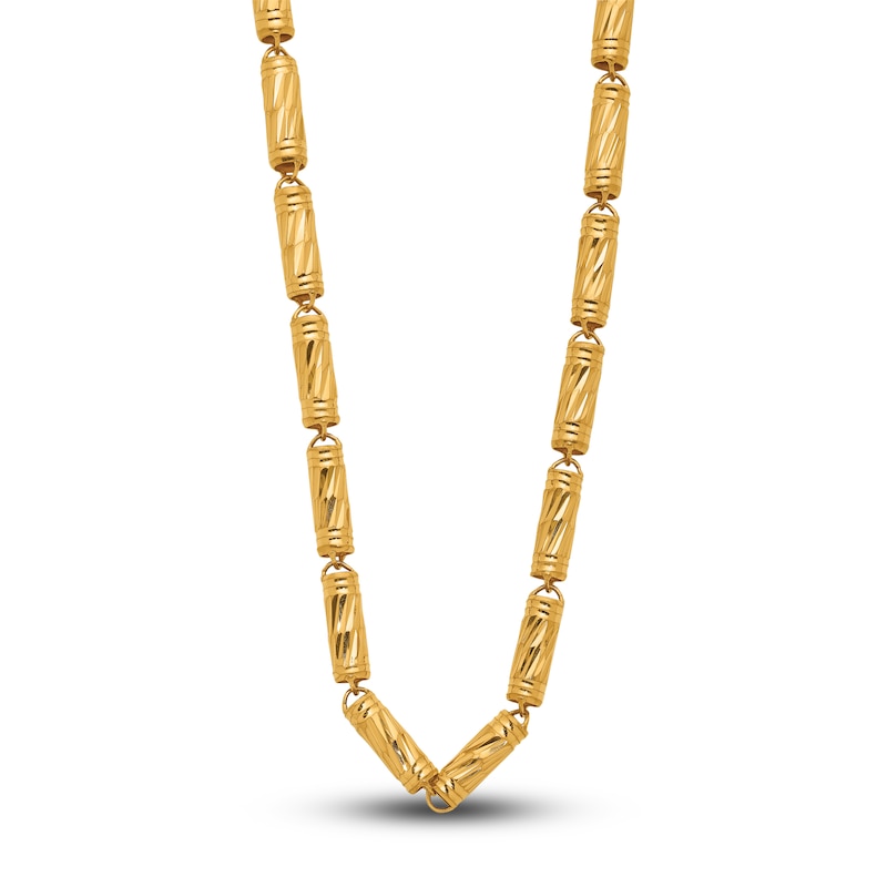 Main Image 3 of High-Polish Bamboo Chain Necklace 24K Yellow Gold 18" 4.0mm