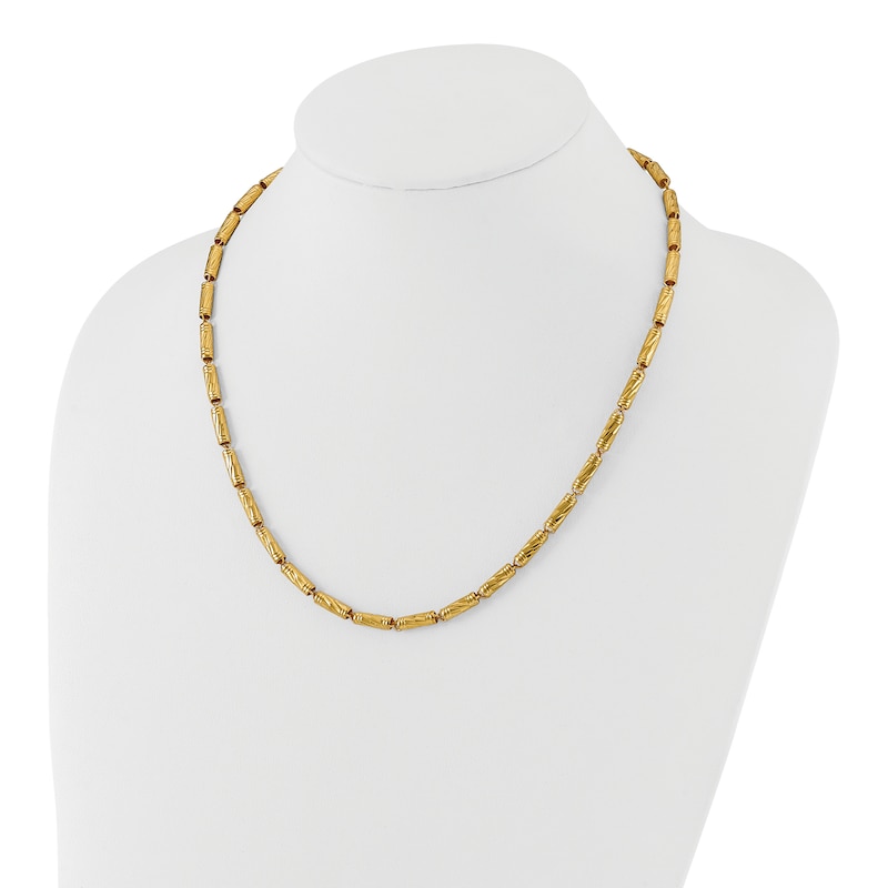 Main Image 4 of High-Polish Bamboo Chain Necklace 24K Yellow Gold 18" 4.0mm