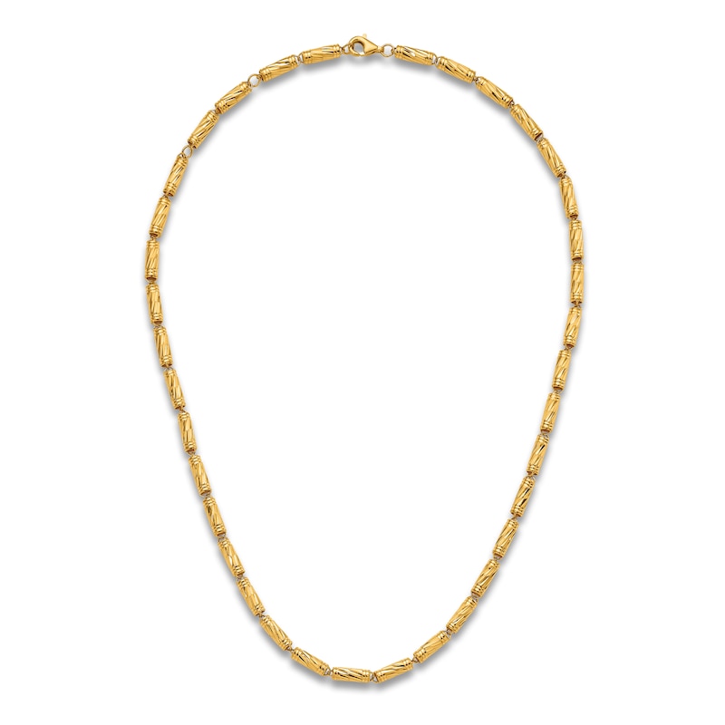 Main Image 5 of High-Polish Bamboo Chain Necklace 24K Yellow Gold 18" 4.0mm