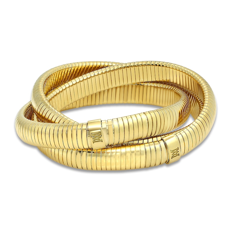 Main Image 2 of LUXE by Italia D'Oro Hollow Triple Tubogas Bangle Bracelet 18K Yellow Gold 7" 10.0mm